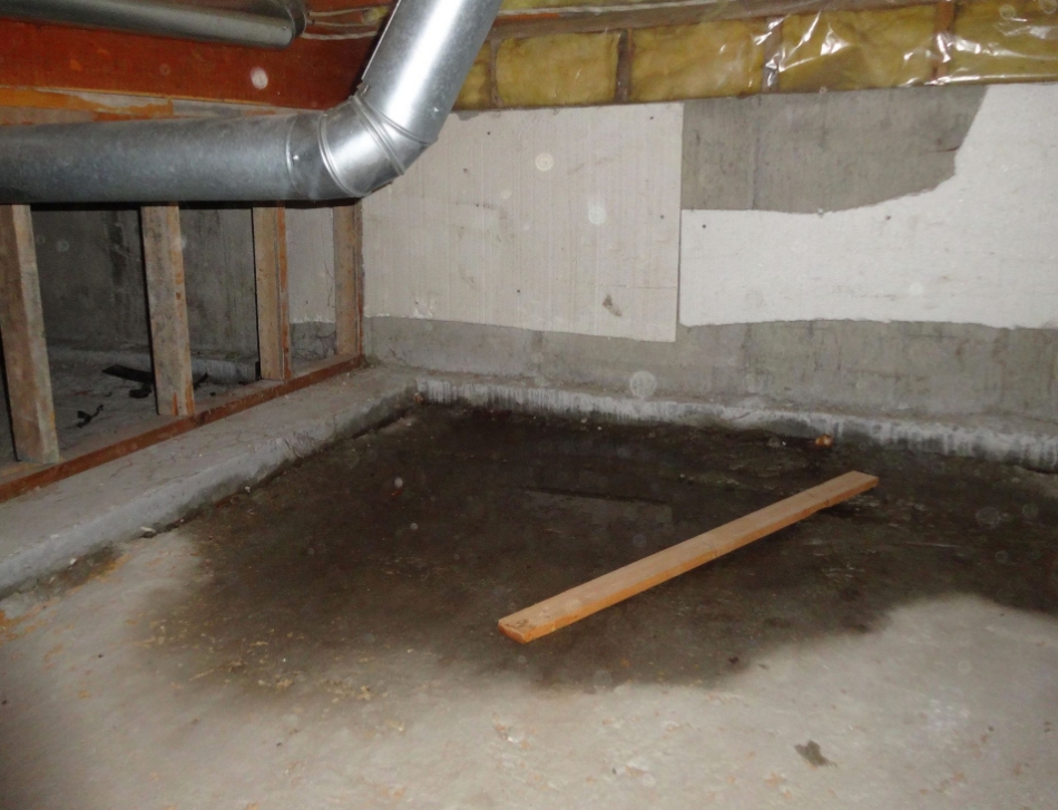 Photo of basement with flooding.